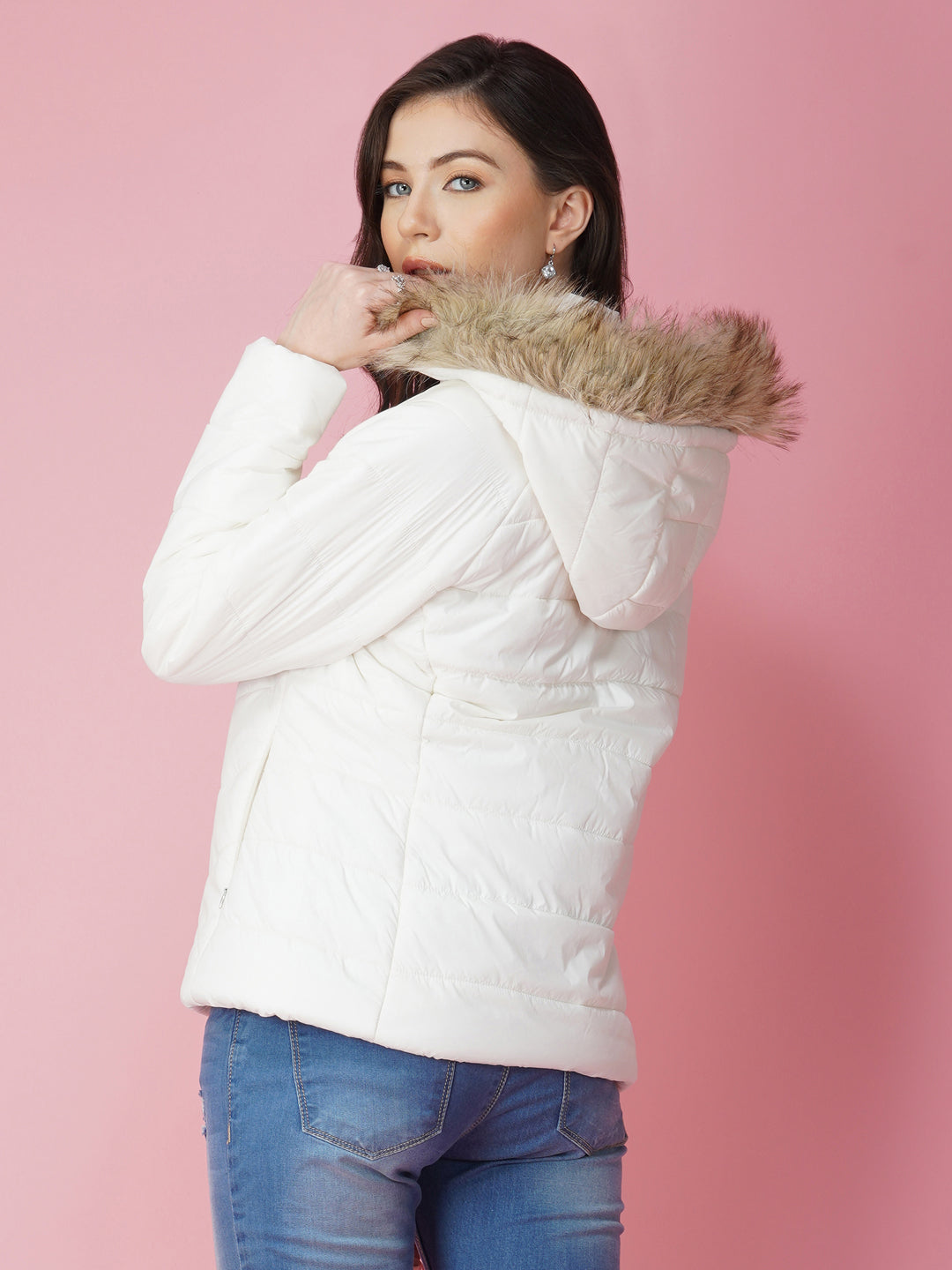 Off White Jacket with Detachable Hoodie