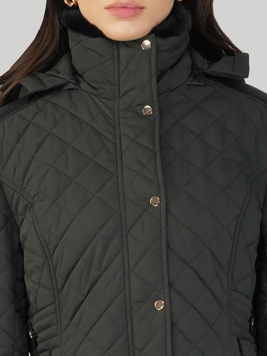 Full Sleeve Quilted Jacket FOREST Color